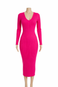 Pink Ribbed Midi Dress | Belle Desire