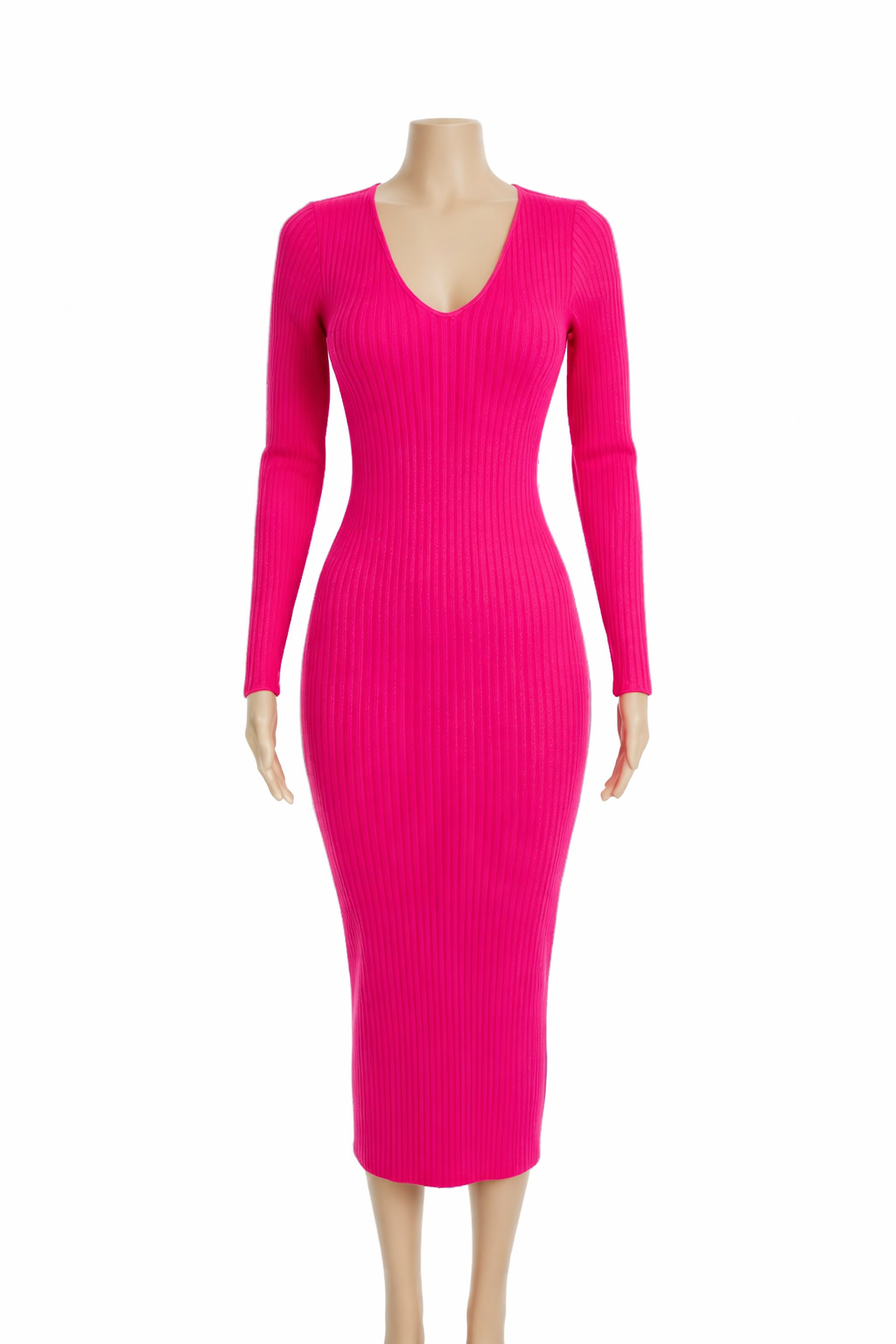 Pink Ribbed Midi Dress | Belle Desire